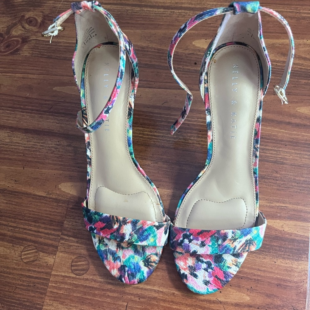 Kelly & Katie Floral Heels Vibrant Ankle Strap